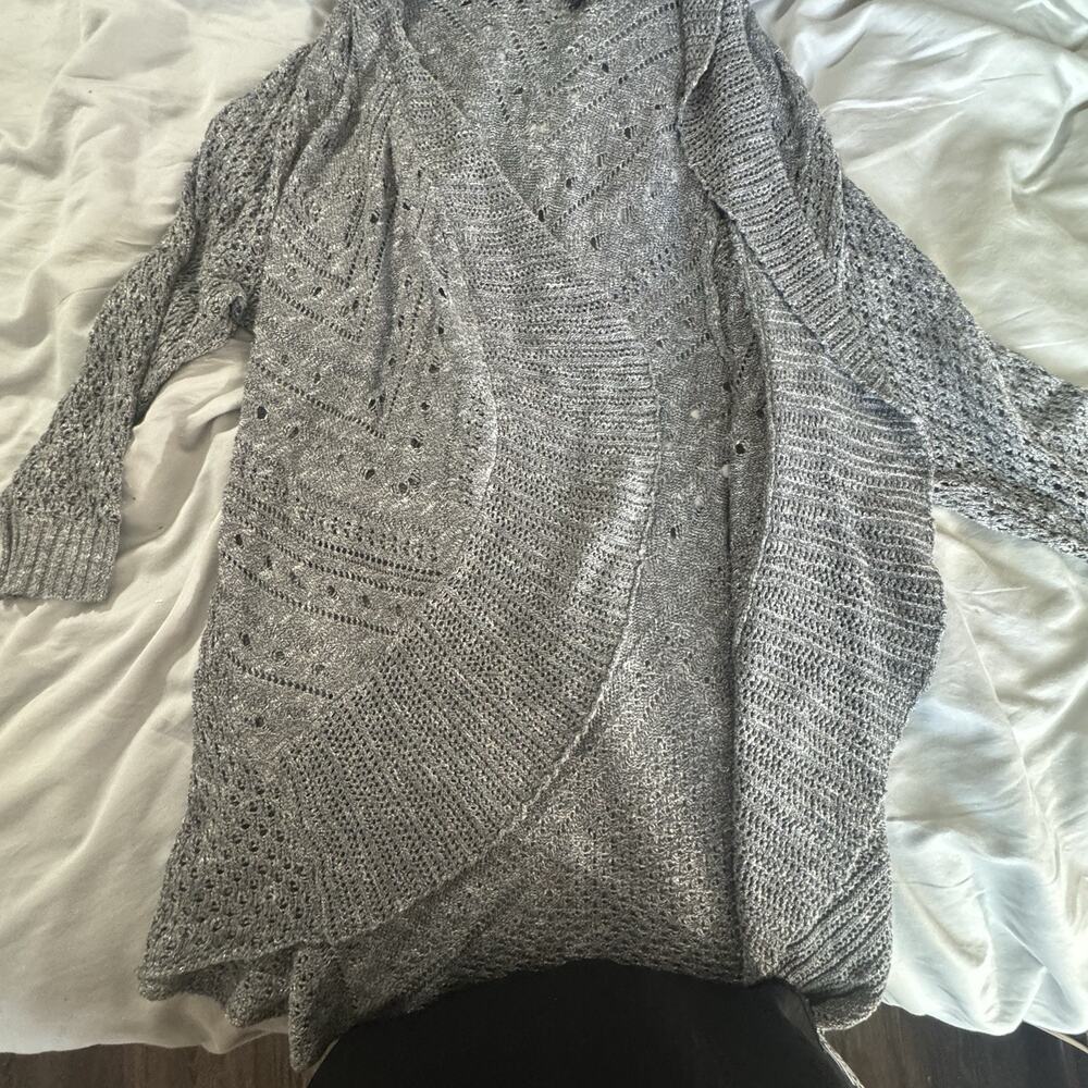 Torrid Cardigan Plus Size 1X Grey Slub Drape Open Front Lightweight Used